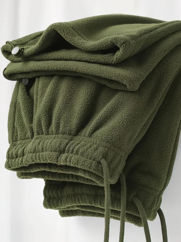 Jogging Homme Polaire Épais Coupe Droite avec Cordon de Serrage aux Chevilles