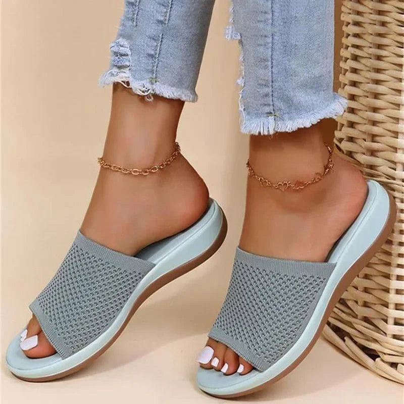 Sandales Mules en Maille Respirante Faciles à Enfiler - Femme