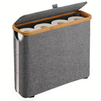 Panier Rangement Papier Toilette avec Couvercle & Fenêtre — Bord Bambou,Salle de Bain