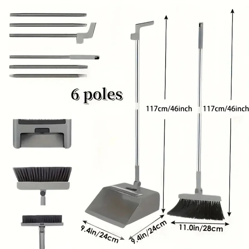 Balai 4 en 1 avec Pelle, Brosse et Raclette