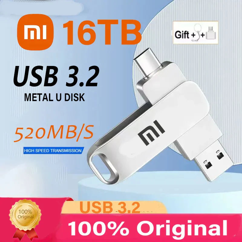 Clé USB 3.2 Jusqu'à 16TB + Adaptateur Type-C OFFERT