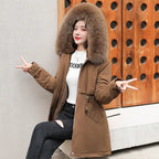 Parka à Capuche avec Col en Fourrure pour Femme