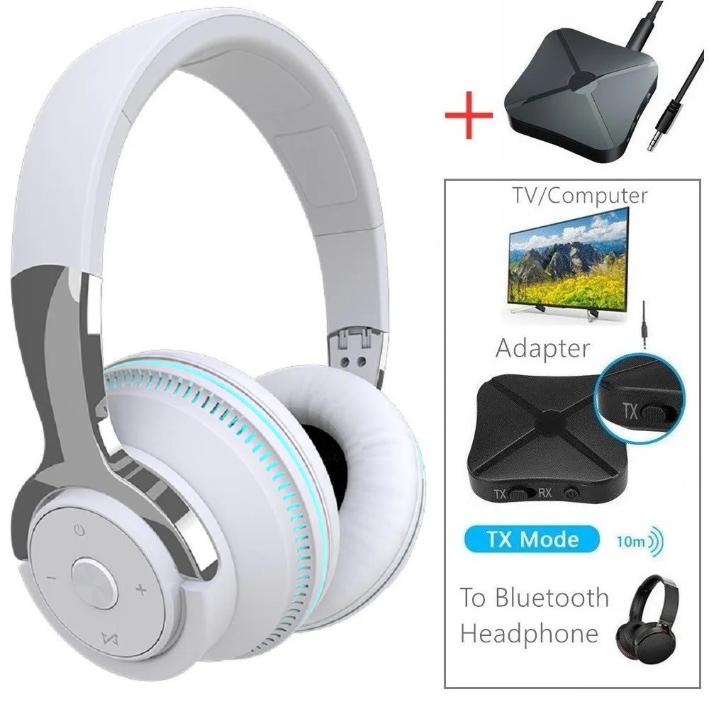 Casque TV Bluetooth Sans Fil avec Micro – Réduction de Bruit, Son Stéréo et Adaptateur Bluetooth OFFERT