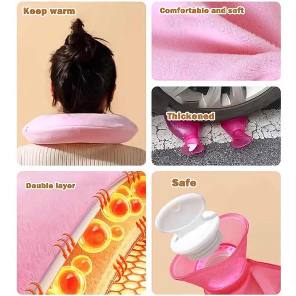 Bouillotte tour de cou en U en peluche douce — chaleur cervicales