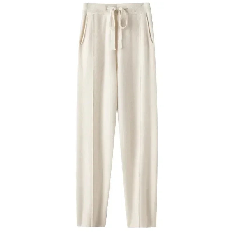 Pantalon en Maille tricoté Coupe droite & Taille élastique