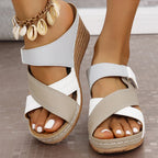 Sandales Ouvertes Compensées Élégantes – Multicolores