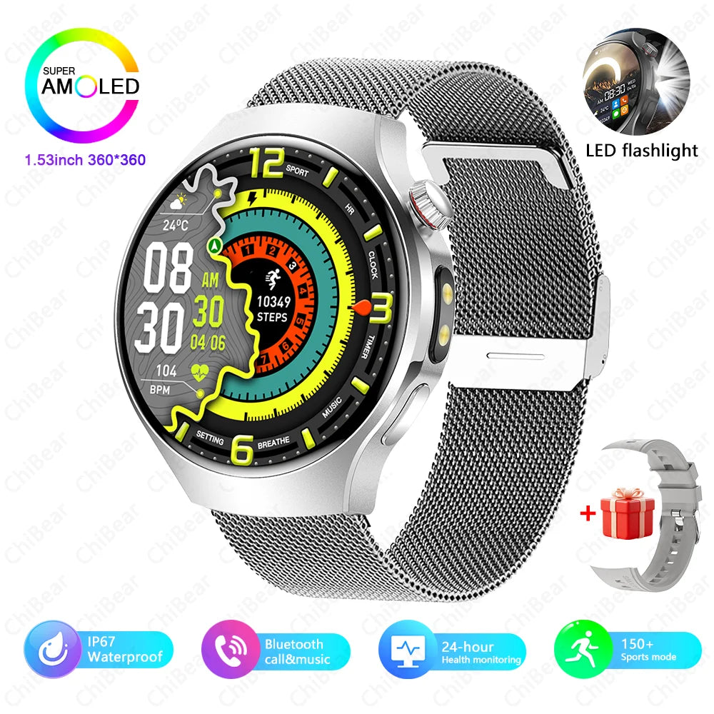 Montre Intelligente avec Lampe LED & Boussole + Bracelet OFFERT