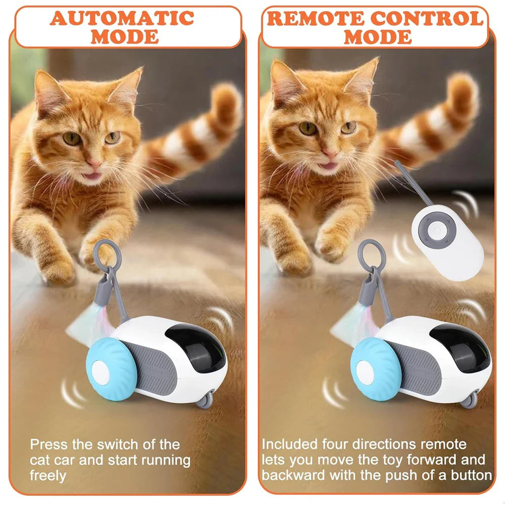 Voiture Intelligente Télécommandée Interractive pour Chat - 2 Modes