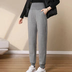 Jogging Slim à Large Taille Haute et Doublure Polaire
