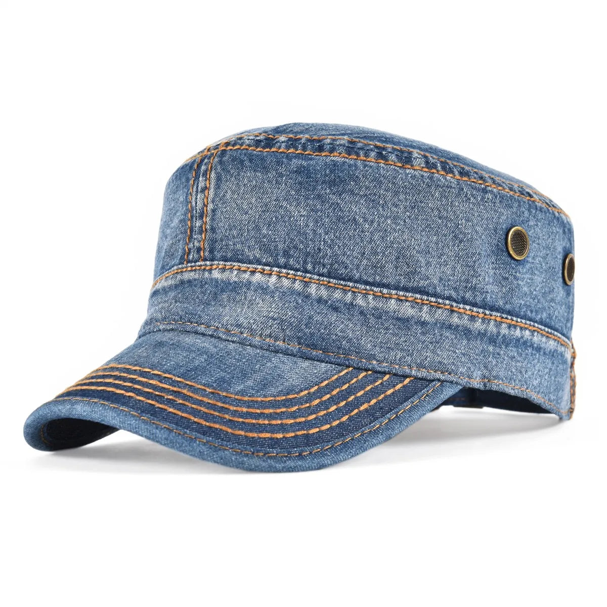 Casquette Militaire Vintage Homme en Denim Délavé avec Design Respirant Réglable