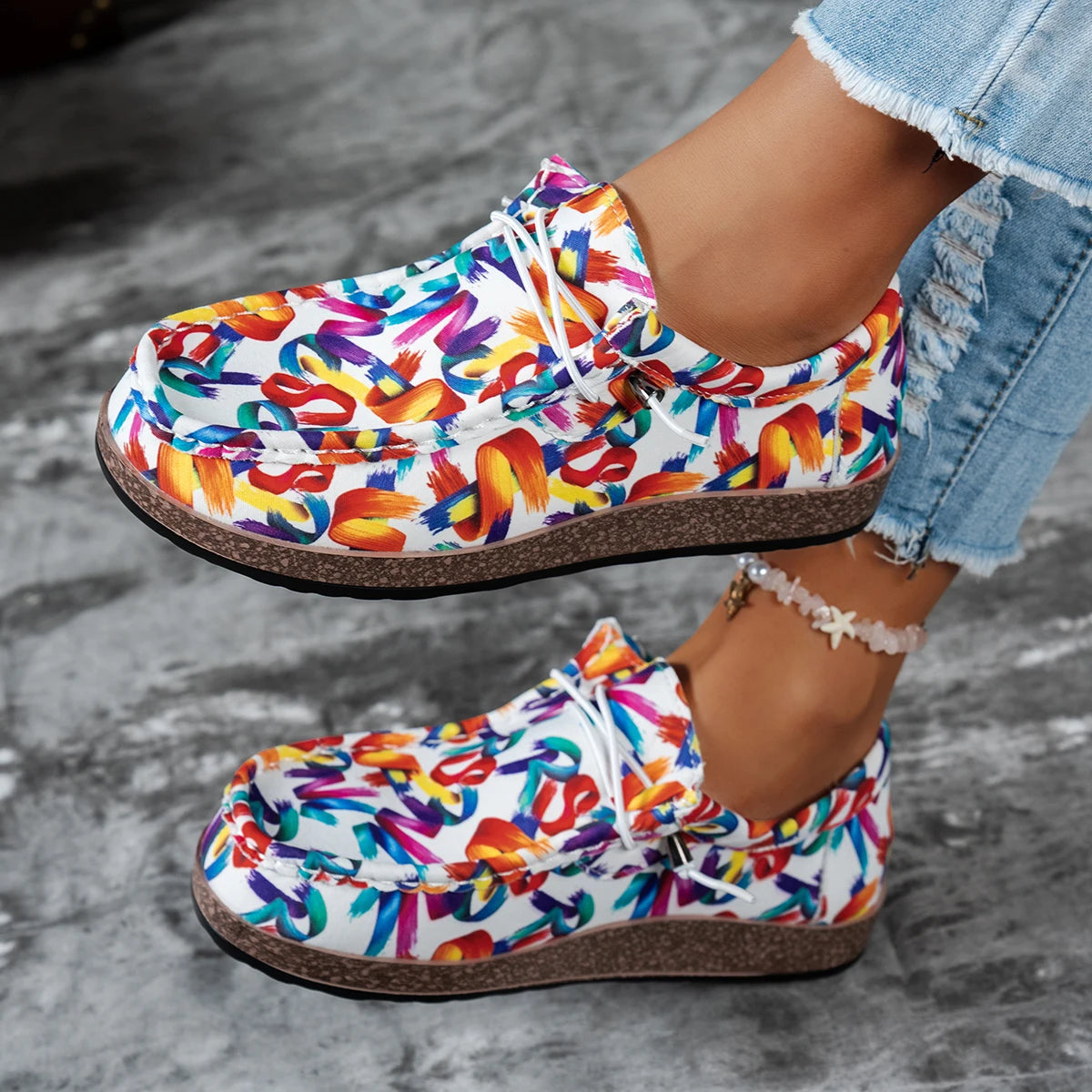 Chaussures Multicolor pour Femme en Toile & Semelle Liège