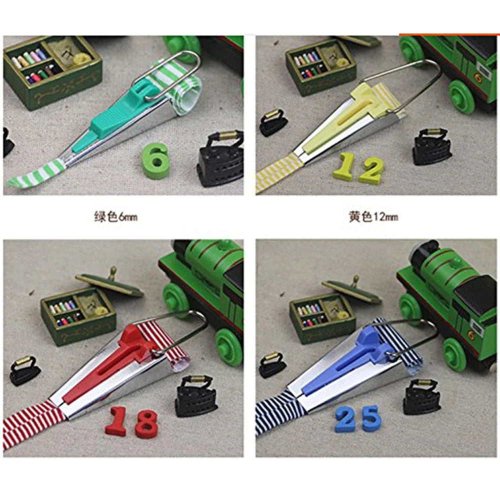 Lot de 4 Appareils à Biais pour Couture – 6, 12, 18 & 25 mm – Outils pour Ourlets, Patchwork & Quilting