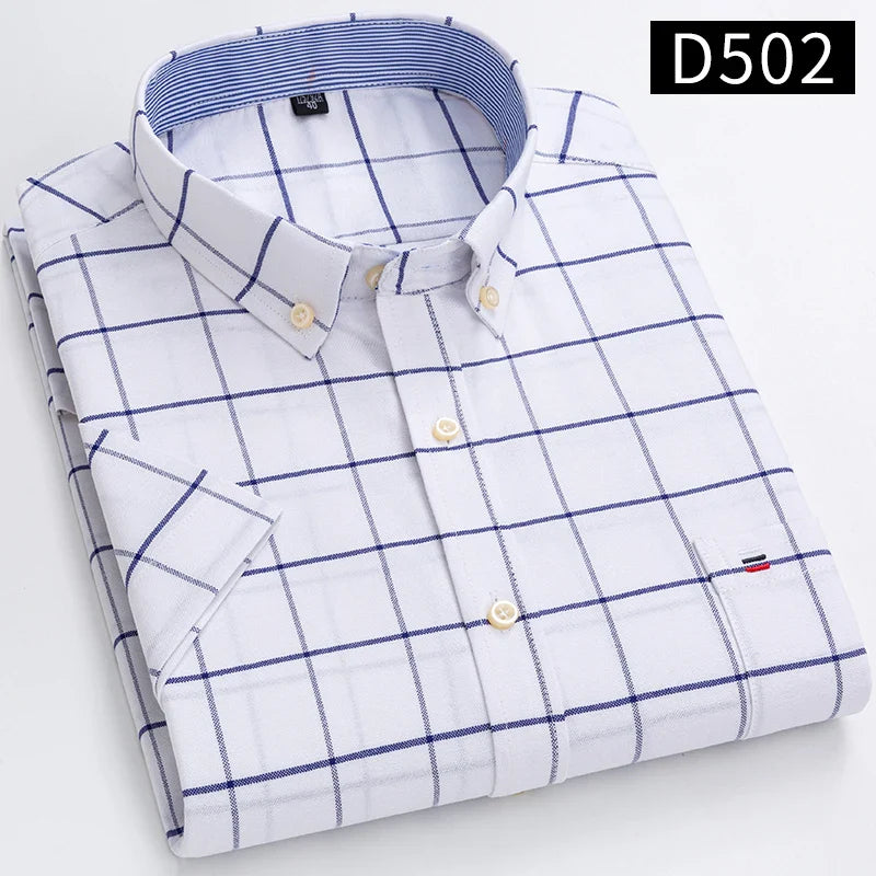 Chemises à carreaux à manches courtes pour hommes - 100% coton