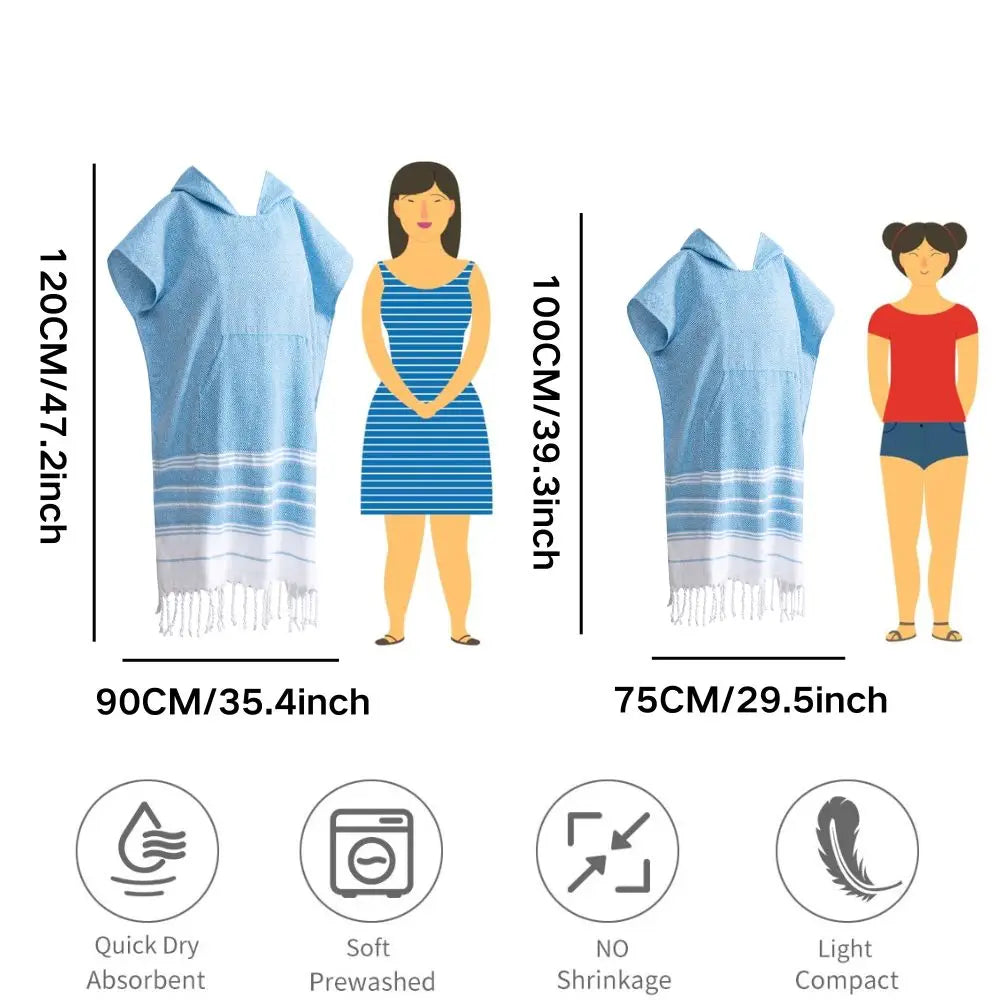 Poncho de Plage en Coton - Séchage Rapide & Anti-Sable