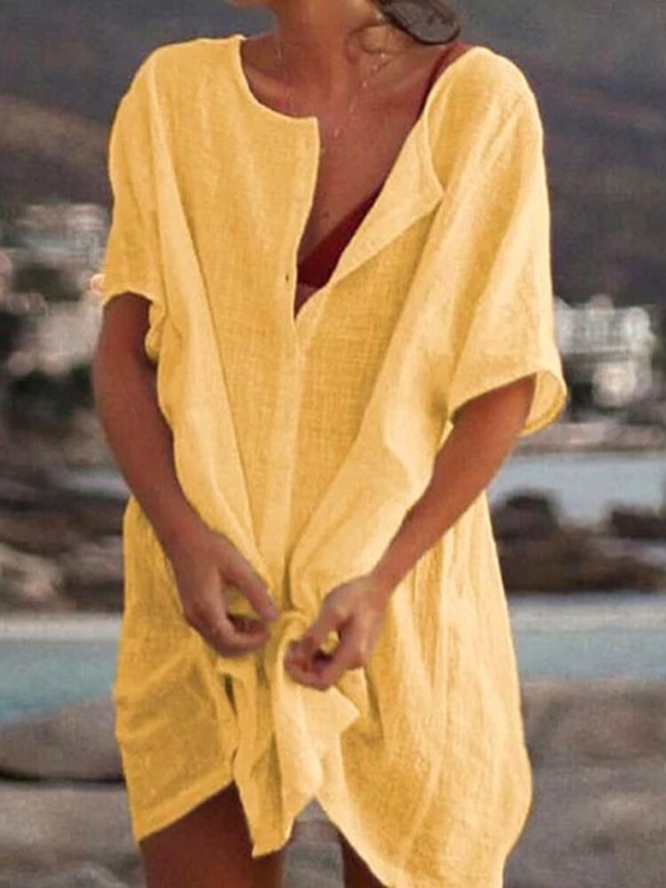 Robe chemise ample et longue - Lin et coton