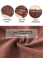 Lot de 4 Culottes Dentelle en Coton Doux, Confortable & Extensible – Tons Nude & Marron