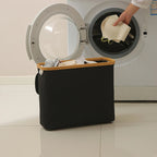 Panier Rangement Papier Toilette avec Couvercle & Fenêtre — Bord Bambou,Salle de Bain