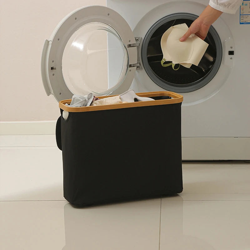 Panier Rangement Papier Toilette avec Couvercle & Fenêtre — Bord Bambou,Salle de Bain