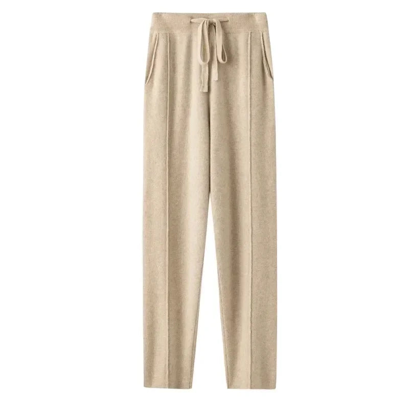 Pantalon en Maille tricoté Coupe droite & Taille élastique