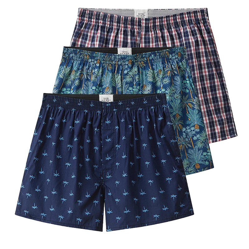 Lot de 3 Boxers Homme en Coton – Sous-Vêtements Respirants Style Décontracté Confort