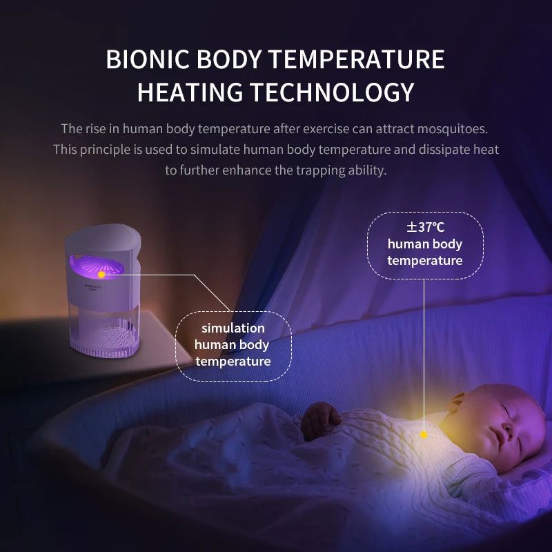 Lampe Anti-Moustiques Sans Fil Électrique Silencieuse & Rechargeable