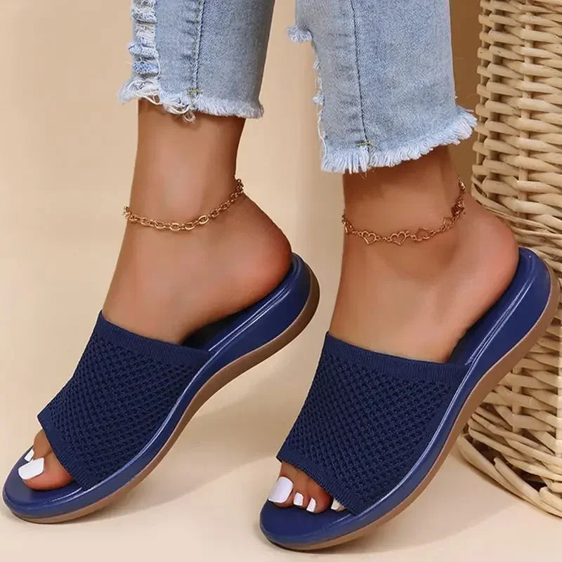 Sandales Mules en Maille Respirante Faciles à Enfiler - Femme
