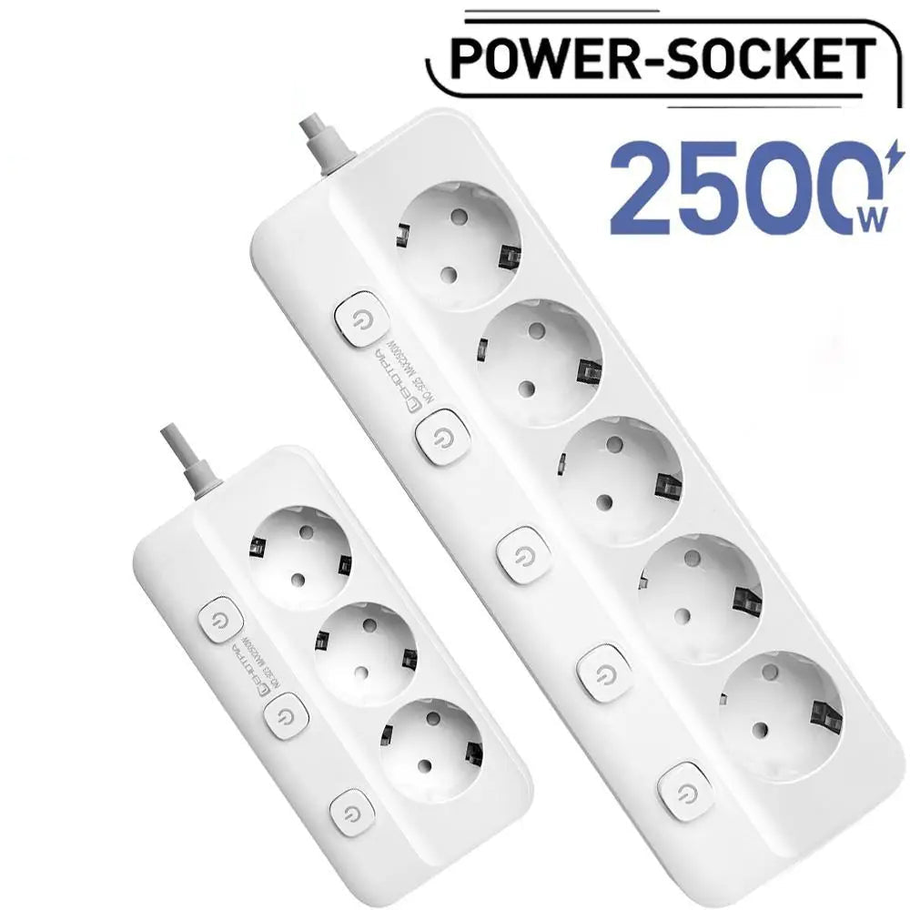 Multiprise 2500W Anti-Surchauffe à Interrupteurs - 3 ou 5 Prises