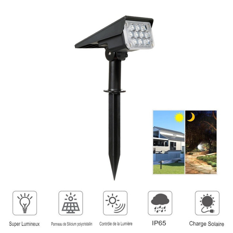 Lot de 2 Projecteurs LED solaire pour jardin