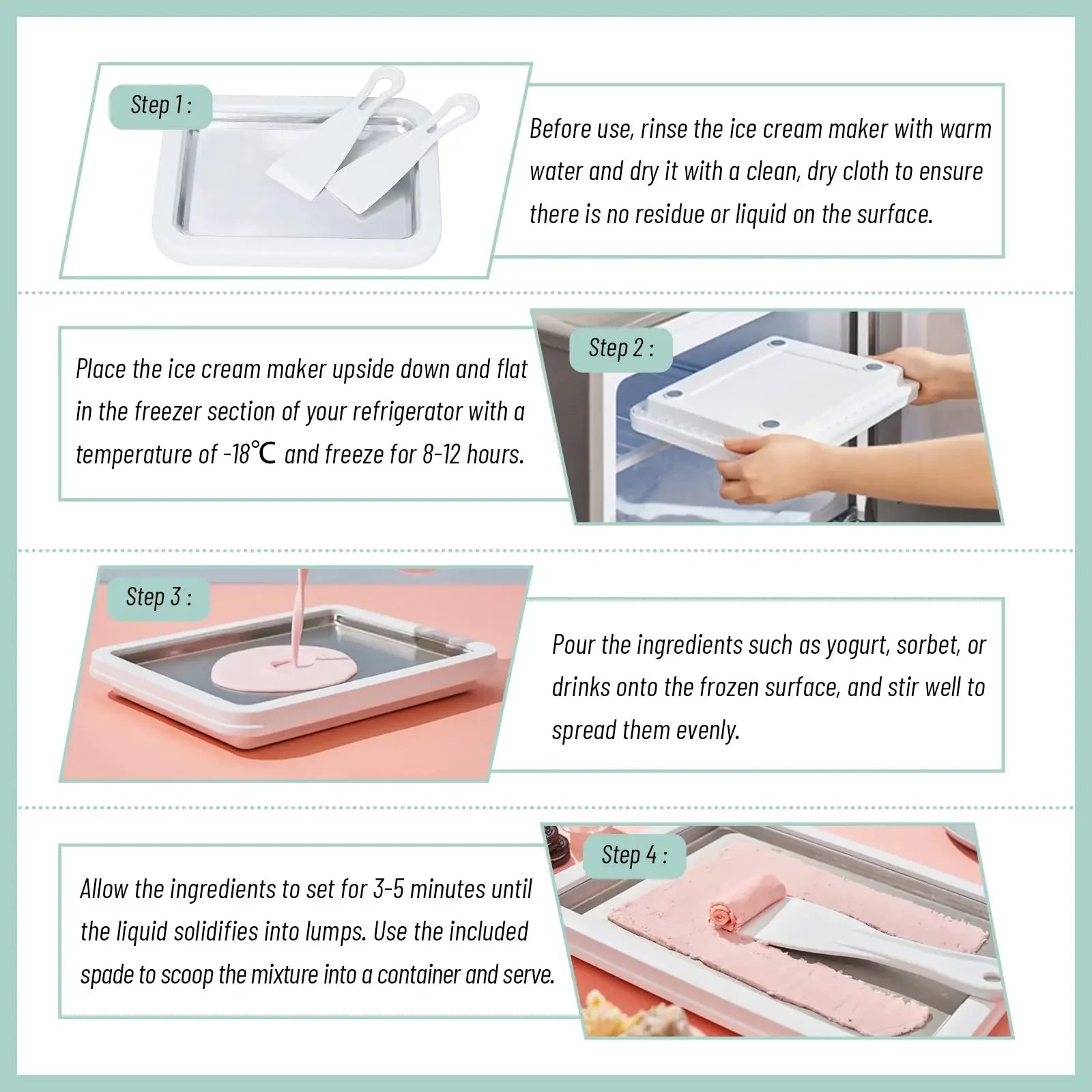 Machine à Glace Roulée – Plateau Réfrigérant Multifonction pour Crèmes Glacées et Yaourts Glacés Maison