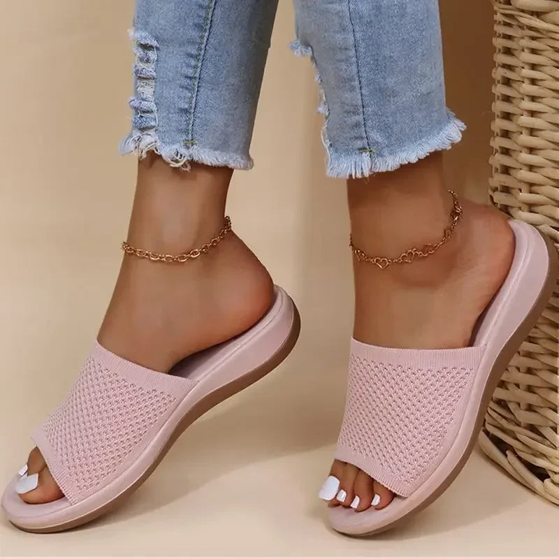 Sandales Mules en Maille Respirante Faciles à Enfiler - Femme