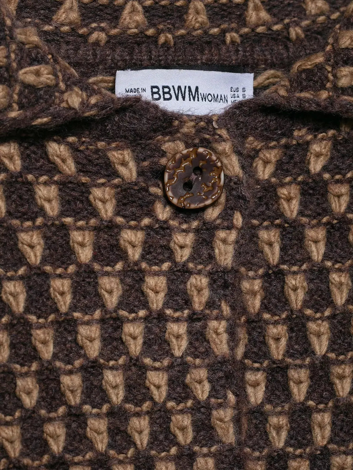 Veste Mi-Saison Tricoté à Carreaux Bicolores – Femme