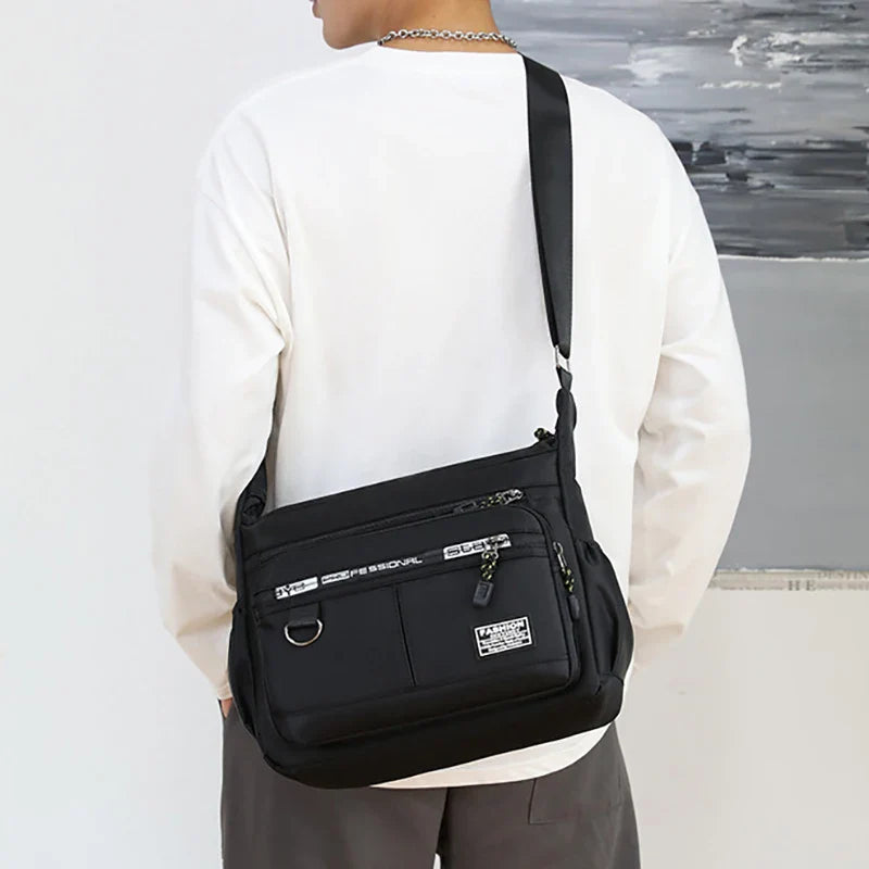 Sacoche Multipoches Homme – Tissu Oxford Résistant