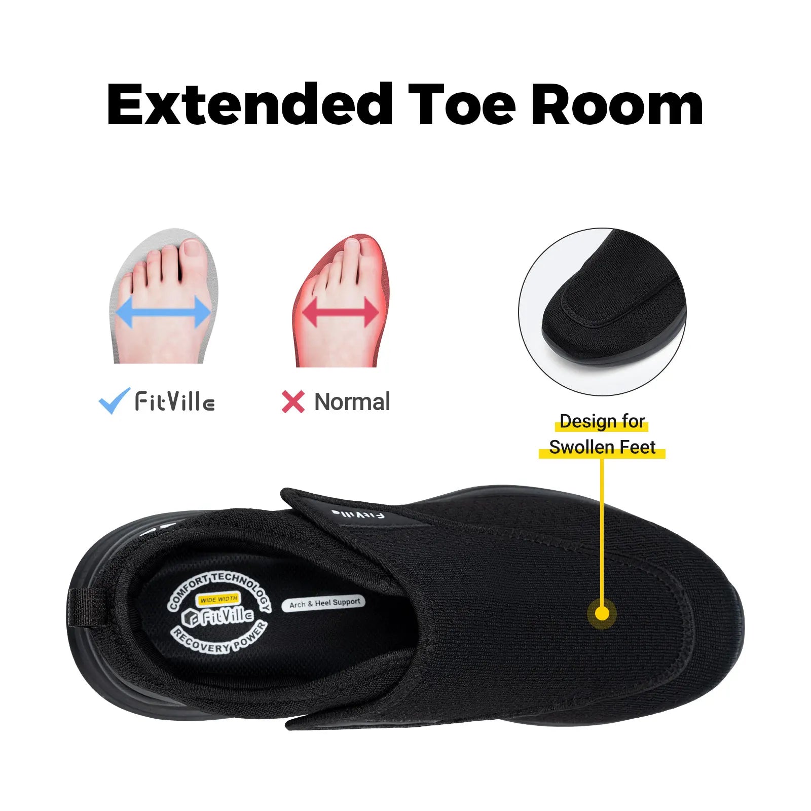Chaussures pour Diabétiques Extra-Larges Pour Pieds Gonflés