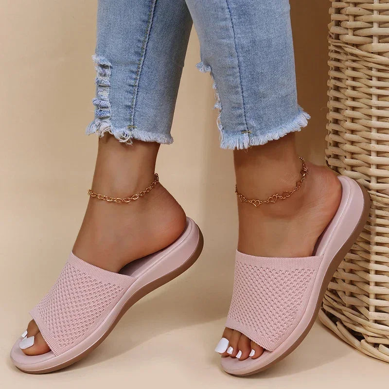 Sandales Mules en Maille Respirante Faciles à Enfiler - Femme