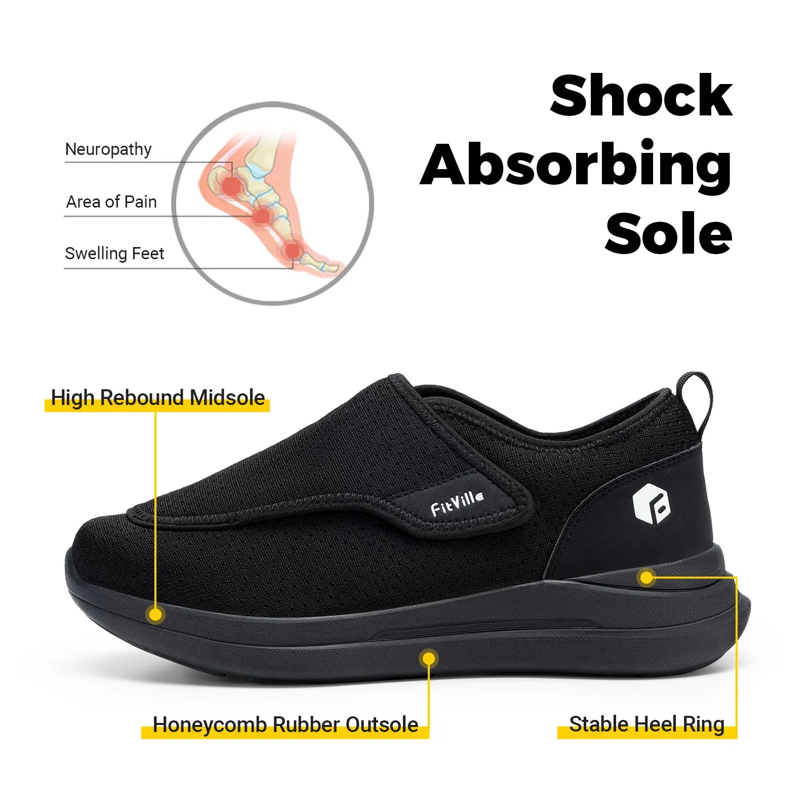 Chaussures pour Diabétiques Extra-Larges Pour Pieds Gonflés