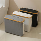 Panier Rangement Papier Toilette avec Couvercle & Fenêtre — Bord Bambou,Salle de Bain