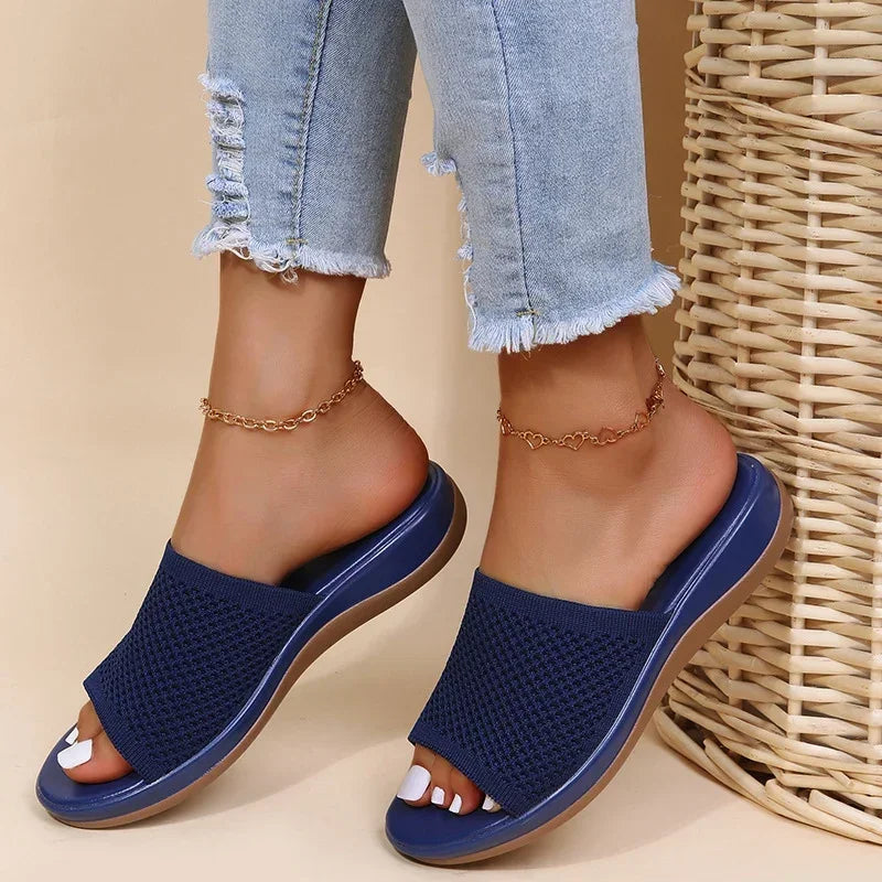 Sandales Mules en Maille Respirante Faciles à Enfiler - Femme