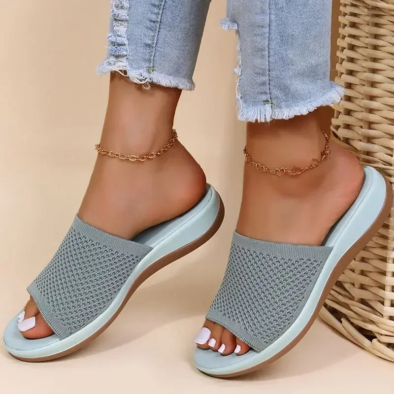 Sandales Mules en Maille Respirante Faciles à Enfiler - Femme