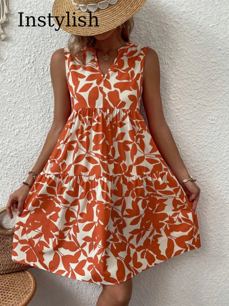 Robe d'été imprimée floral Boho pour femme