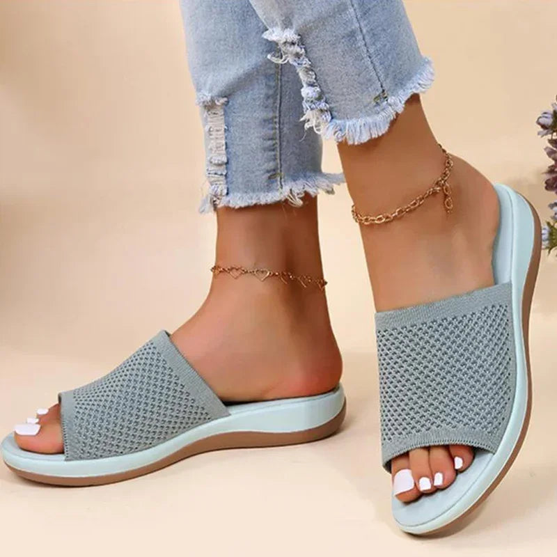 Sandales Mules en Maille Respirante Faciles à Enfiler - Femme