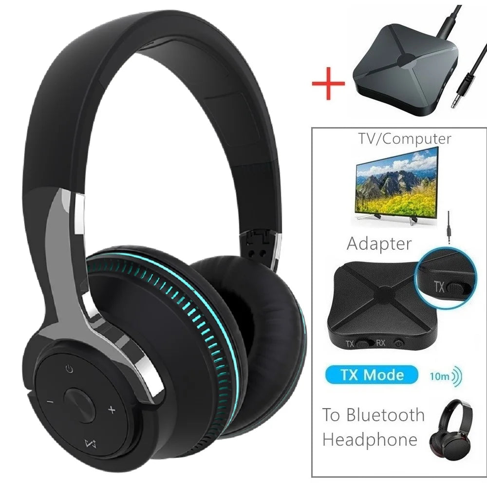 Casque TV Bluetooth Sans Fil avec Micro – Réduction de Bruit, Son Stéréo et Adaptateur Bluetooth OFFERT