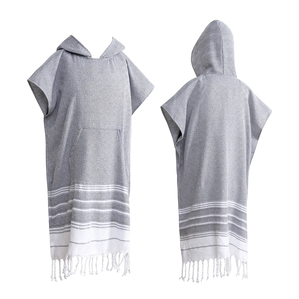 Poncho de Plage en Coton - Séchage Rapide & Anti-Sable