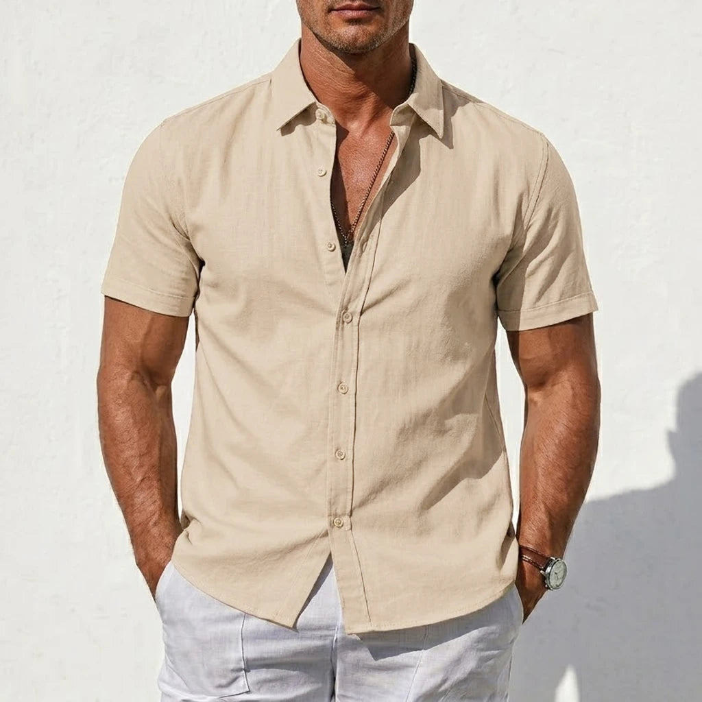 Chemise d'Été en Coton & Lin à Manches Courtes - Homme 2026