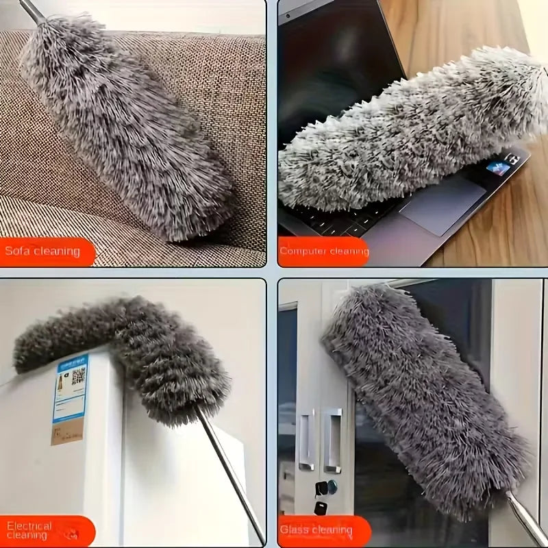 Plumeau Télescopique en Microfibre – Brosse Anti-Poussière Rétractable, Lavable & Réutilisable – Plafonds et Zones en Hauteur