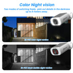 Caméra de Surveillance Solaire Extérieure Sans Fil 3MP — WiFi 2.4G, Vision Nocturne Couleur & Projecteur