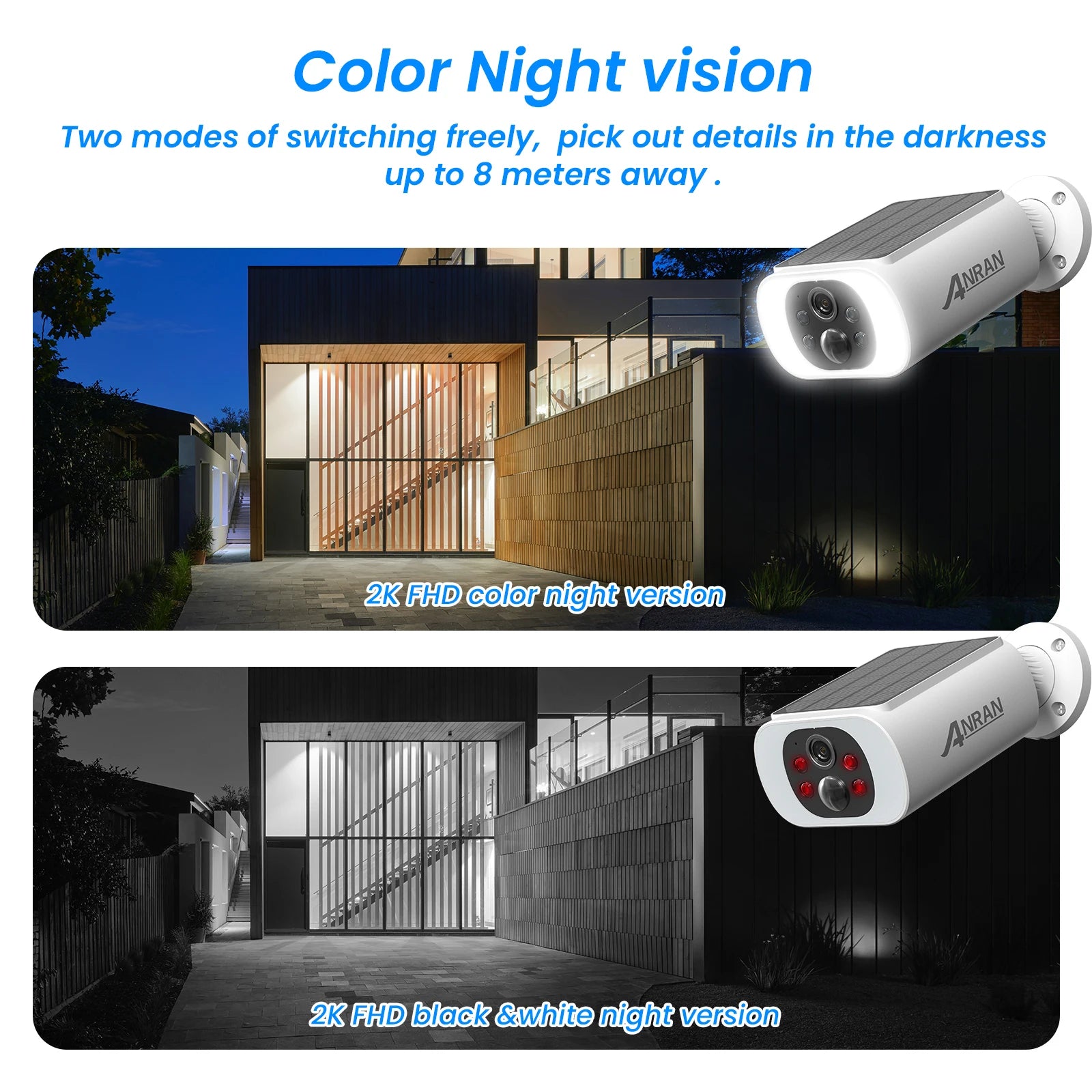 Caméra de Surveillance Solaire Extérieure Sans Fil 3MP — WiFi 2.4G, Vision Nocturne Couleur & Projecteur