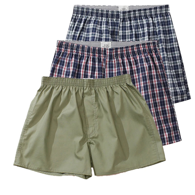 Lot de 3 Boxers Homme en Coton – Sous-Vêtements Respirants Style Décontracté Confort