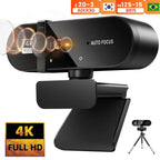 Webcam Full HD 2K 1080P 30FPS avec Microphone & Auto Focus avec Cache d'objectif