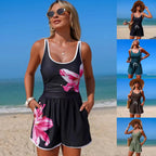Maillot de Bain Femme 1PC Combi-Short – Style Sport Chic, Séchage Rapide et Taille Réglable