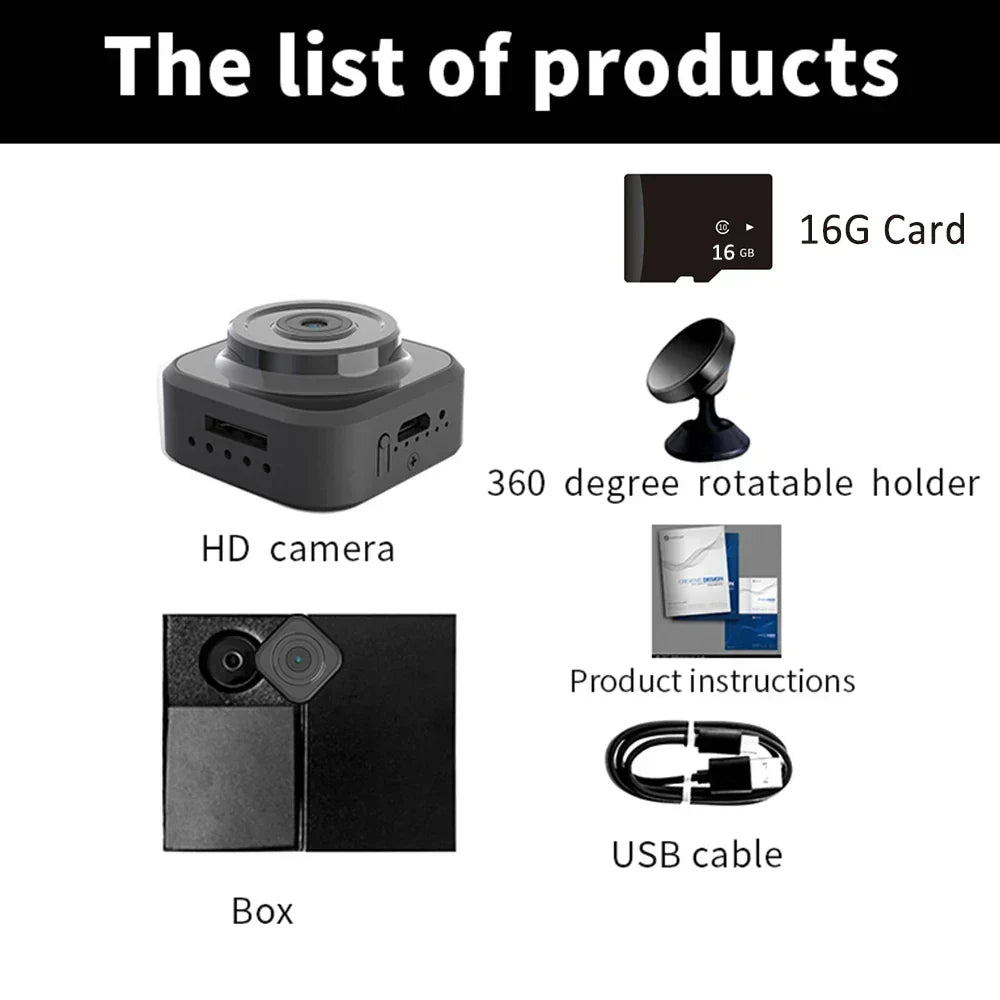 Mini caméra WiFi HD 1080P + Carte SD 16Go